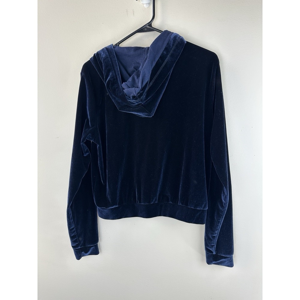 ✨2/$20 Fabletics Donna Velour Full Zip Up Hoodie Deep Navy Gold Medium Jacket - Picture 9 of 10